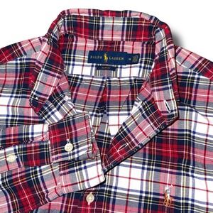 Ralph Lauren Plaid Button-Down Shirt in Red, Navy & White